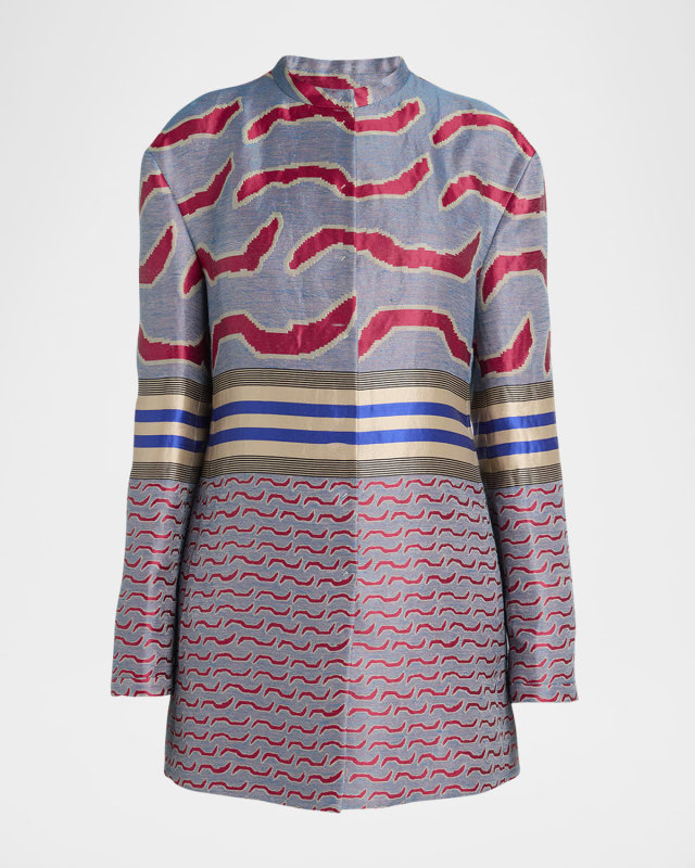 Pattern Jacquard Single-Breasted Jacket